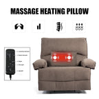 Fauteuil inclinable en velours surdimensionné avec massage, chauffage, oreiller lombaire