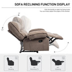 Fauteuil inclinable en velours surdimensionné avec massage, chauffage, oreiller lombaire