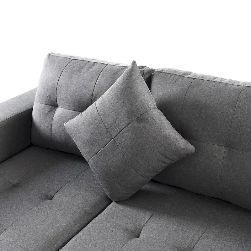 Canapé d'angle moderne avec porte-gobelets et coussins moelleux
