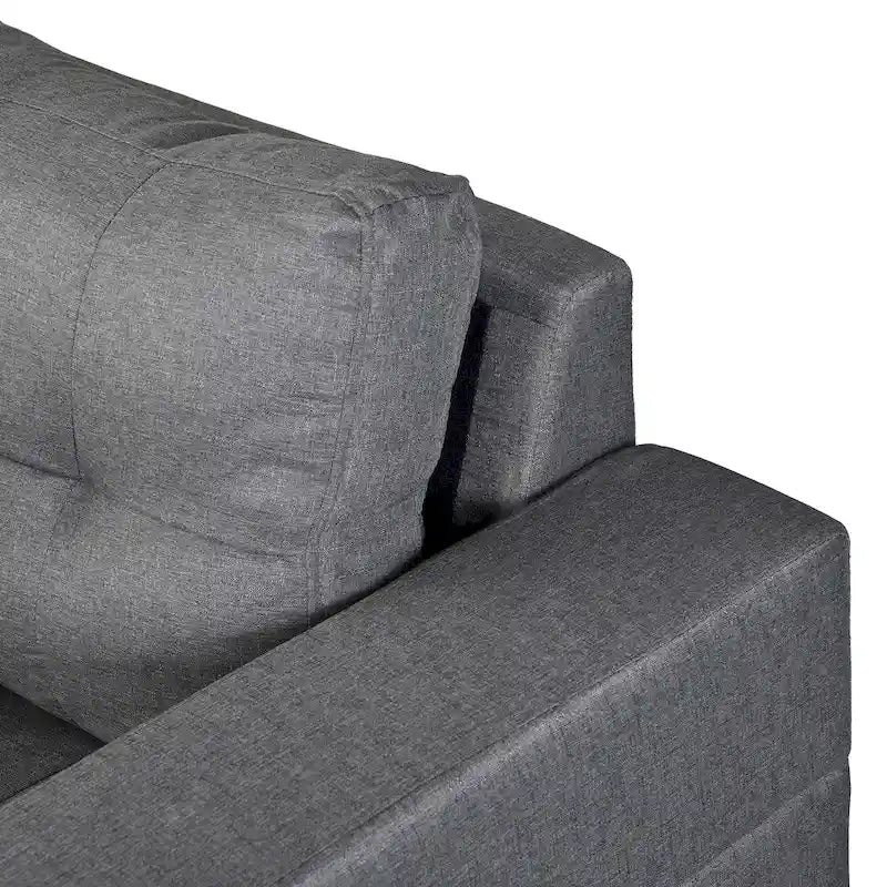 Canapé d'angle moderne avec porte-gobelets et coussins moelleux