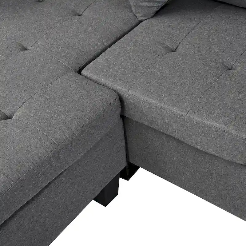 Canapé d'angle moderne avec porte-gobelets et coussins moelleux