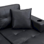 Canapé d'angle moderne avec porte-gobelets et coussins moelleux