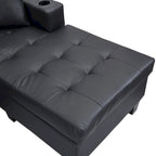 Canapé d'angle moderne avec porte-gobelets et coussins moelleux