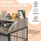 Meuble de caisse pour chien robuste de 44 pouces pour chien de grande et moyenne taille avec roues verrouillables, niche pour chien en bois