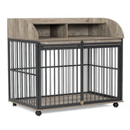 Meuble de caisse pour chien robuste de 44 pouces pour chien de grande et moyenne taille avec roues verrouillables, niche pour chien en bois