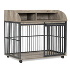Meuble de caisse pour chien robuste de 44 pouces pour chien de grande et moyenne taille avec roues verrouillables, niche pour chien en bois