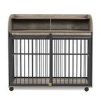 Meuble de caisse pour chien robuste de 44 pouces pour chien de grande et moyenne taille avec roues verrouillables, niche pour chien en bois
