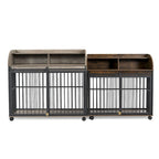 Meuble de caisse pour chien robuste de 44 pouces pour chien de grande et moyenne taille avec roues verrouillables, niche pour chien en bois