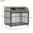 Meuble de caisse pour chien robuste de 44 pouces pour chien de grande et moyenne taille avec roues verrouillables, niche pour chien en bois