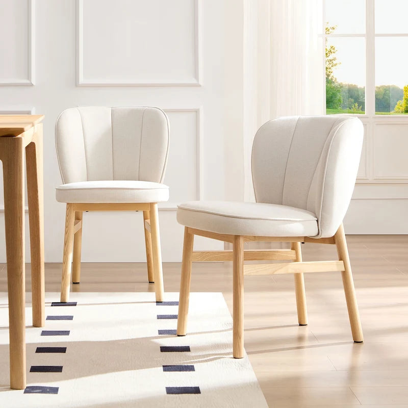 Chaises de salle à manger modernes sans accoudoirs avec cadre en bois et assise rembourrée