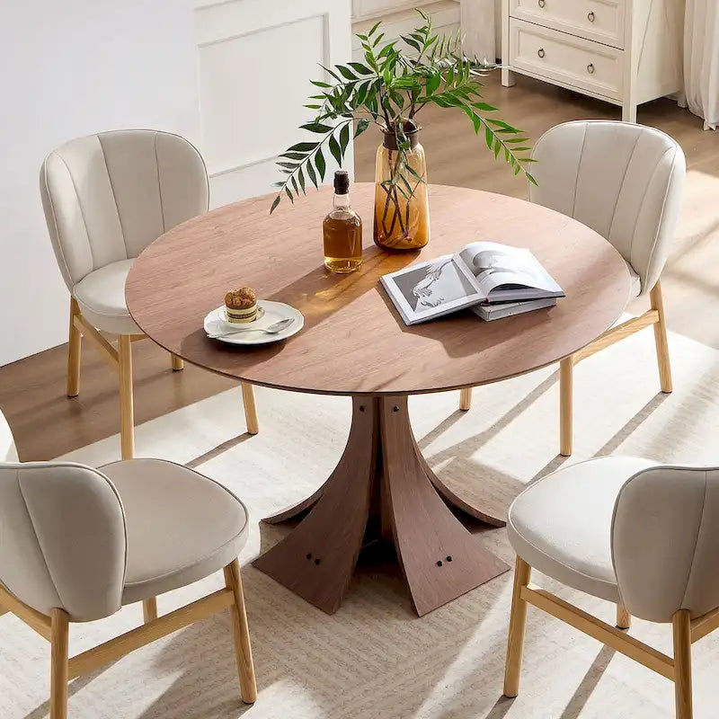 Chaises de salle à manger modernes sans accoudoirs avec cadre en bois et assise rembourrée