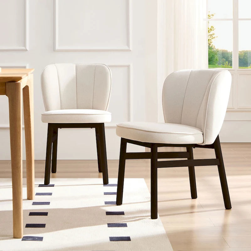 Chaises de salle à manger modernes sans accoudoirs avec cadre en bois et assise rembourrée