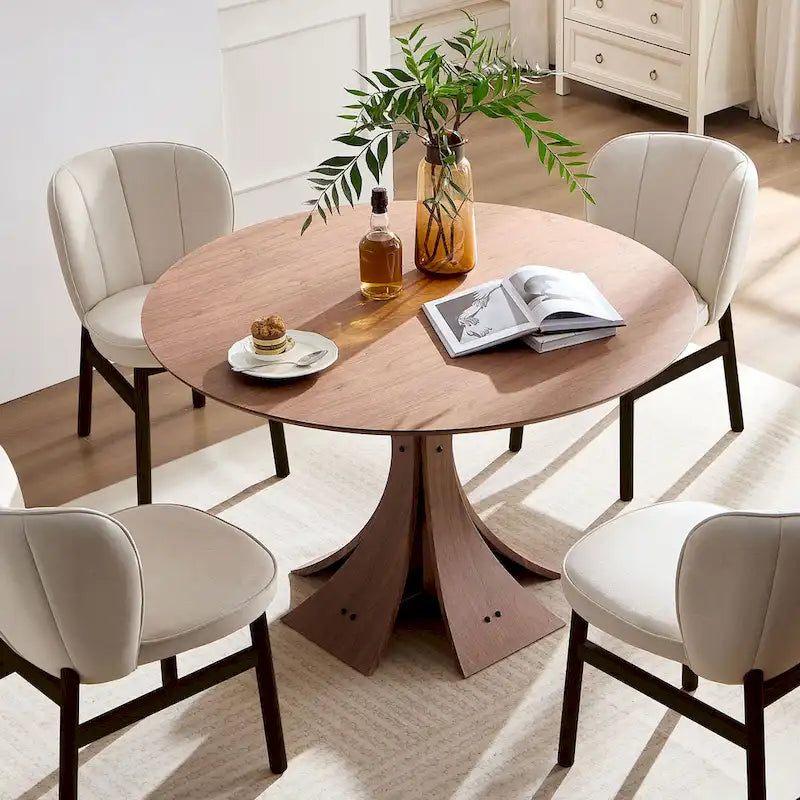 Chaises de salle à manger modernes sans accoudoirs avec cadre en bois et assise rembourrée