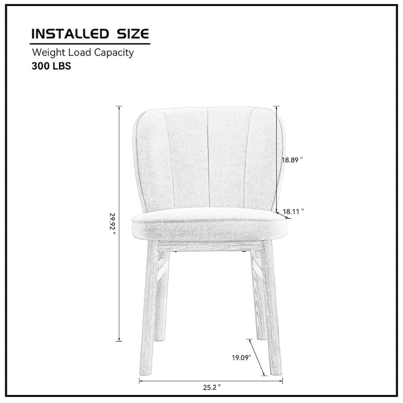 Chaises de salle à manger modernes sans accoudoirs avec cadre en bois et assise rembourrée
