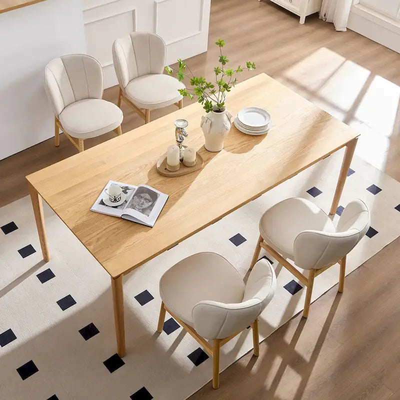 Chaises de salle à manger modernes sans accoudoirs avec cadre en bois et assise rembourrée