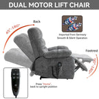 Fauteuil inclinable électrique surdimensionné en chenille avec massage et chauffage lombaire, port de charge, position allongée à 180°