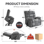 Fauteuil inclinable électrique surdimensionné en chenille avec massage et chauffage lombaire, port de charge, position allongée à 180°
