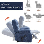 Fauteuil inclinable électrique surdimensionné en chenille avec massage et chauffage lombaire, port de charge, position allongée à 180°