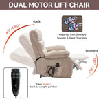 Fauteuil inclinable électrique surdimensionné en chenille avec massage et chauffage lombaire, port de charge, position allongée à 180°