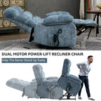 Fauteuil inclinable électrique surdimensionné en chenille avec massage et chauffage lombaire, port de charge, position allongée à 180°