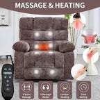 Fauteuil inclinable électrique surdimensionné en chenille avec massage et chauffage lombaire, port de charge, position allongée à 180°