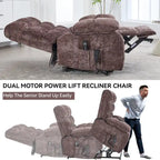 Fauteuil inclinable électrique surdimensionné en chenille avec massage et chauffage lombaire, port de charge, position allongée à 180°