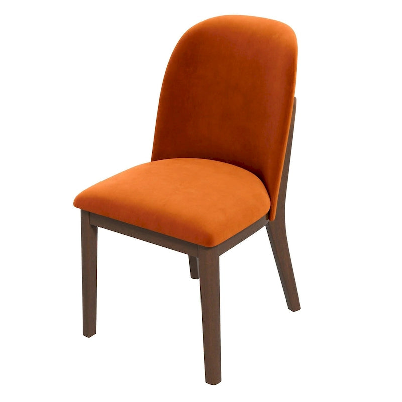 Chaise de salle à manger en velours orange brûlé