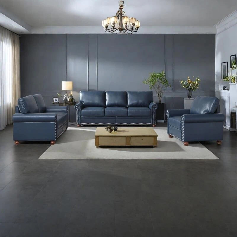 Canapé de salon moderne du milieu du siècle en similicuir avec rangement, 1+2+3 places