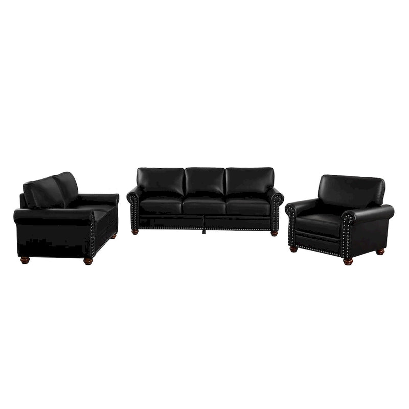 Canapé de salon moderne du milieu du siècle en similicuir avec rangement, 1+2+3 places