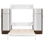 Lit escamotable mural avec armoire, tiroirs, éclairage LED et bureau