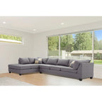 Canapé sectionnel réversible 4 places en similicuir avec coussins décoratifs - 111 - Gris