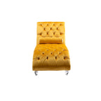 Chaise longue capitonnée en velours, fauteuil inclinable ergonomique en forme de S avec oreiller, clous décoratifs et pieds en acrylique pour utilisation intérieure