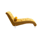 Chaise longue capitonnée en velours, fauteuil inclinable ergonomique en forme de S avec oreiller, clous décoratifs et pieds en acrylique pour utilisation intérieure
