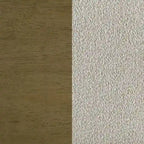 Très grand lit, revêtement en bouclette beige touffeté à canaux verticaux, marron