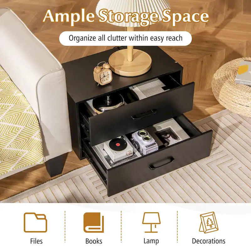 Commode Gymax superposable à 2 tiroirs, cube de rangement en bois polyvalent