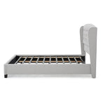 Lit plateforme capitonné moderne gris clair king-size avec tête de lit capitonnée pour chambre à coucher