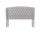 Lit plateforme capitonné moderne gris clair king-size avec tête de lit capitonnée pour chambre à coucher