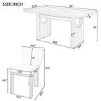 Table de salle à manger en bois de style transitoire avec 6 chaises