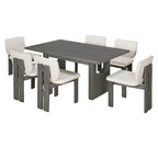 Table de salle à manger en bois de style transitoire avec 6 chaises
