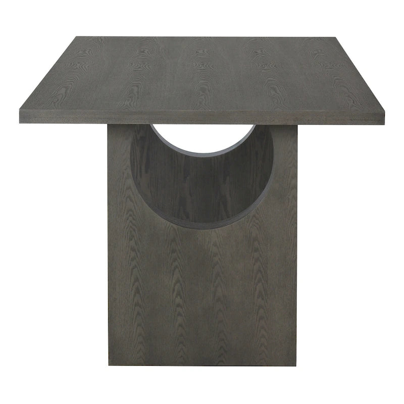 Table de salle à manger en bois de style transitoire avec 6 chaises