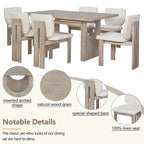 Table de salle à manger en bois de style transitoire avec 6 chaises