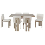 Table de salle à manger en bois de style transitoire avec 6 chaises