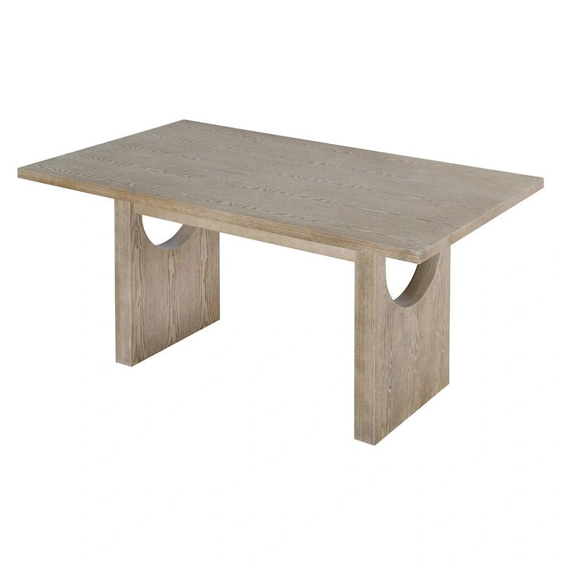 Table de salle à manger en bois de style transitoire avec 6 chaises