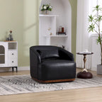 Fauteuil pivotant rond en PU noir de 80 cm avec base en métal