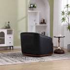 Fauteuil pivotant rond en PU noir de 80 cm avec base en métal