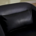Fauteuil pivotant rond en PU noir de 80 cm avec base en métal