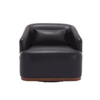 Fauteuil pivotant rond en PU noir de 80 cm avec base en métal