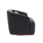 Fauteuil pivotant rond en PU noir de 80 cm avec base en métal