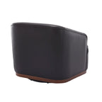 Fauteuil pivotant rond en PU noir de 80 cm avec base en métal