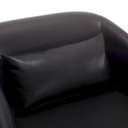 Fauteuil pivotant rond en PU noir de 80 cm avec base en métal